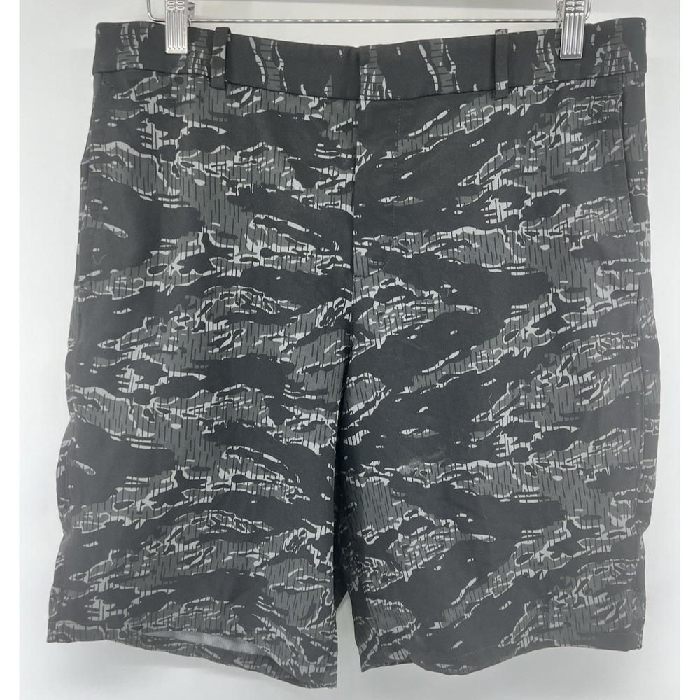 Nike Flex Dri-Fit Camo Golf Shorts Mens 34x10 Flat Front Mid Rise Black AOP